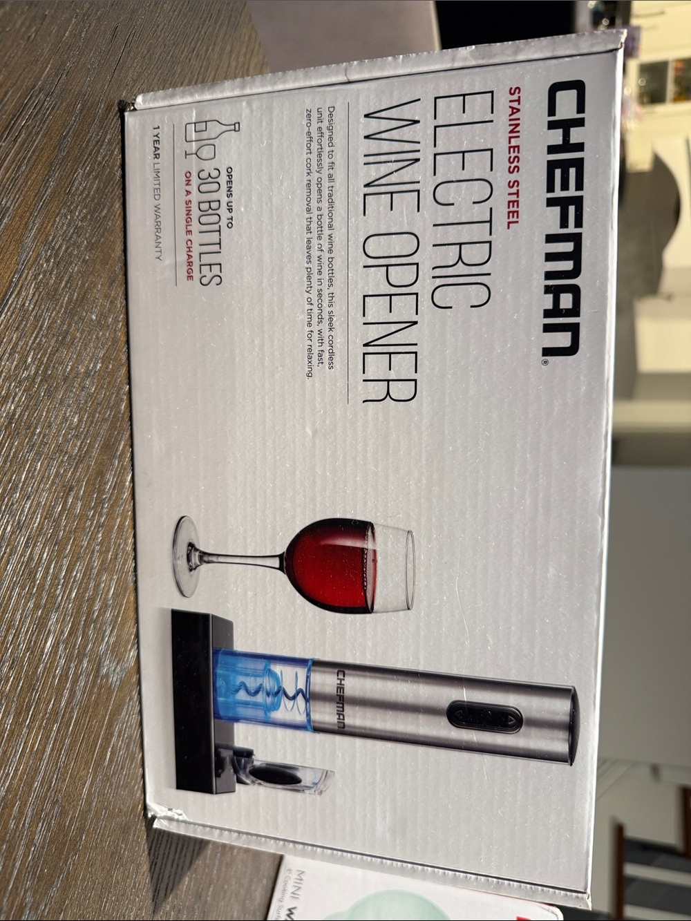 Chefman Stainless Steel Electric Wine Opener - Silver